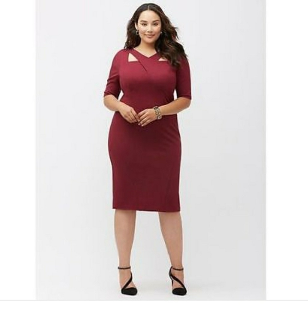 Lane Bryant Cut Out BodyCon Maroon Sheath Dress